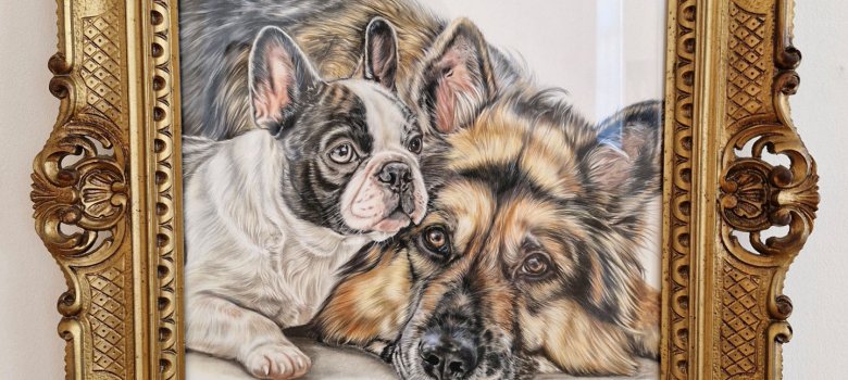Platz 2 beim Publikumspreis: „Deutscher Schäferhund & Französische Bulldogge “ von Marianne Bonert