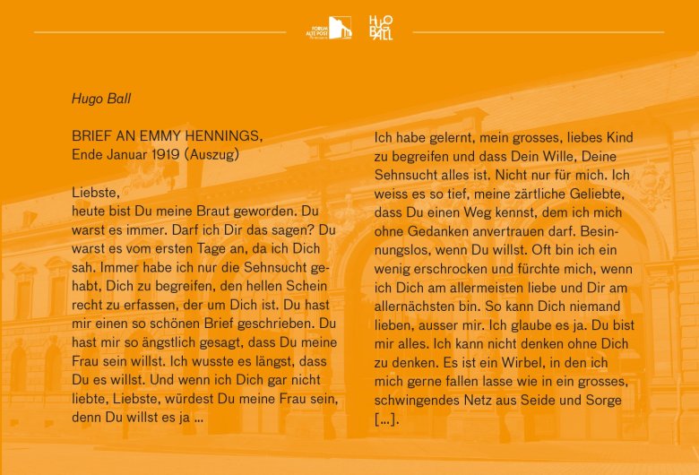 Liebesbrief von Hugo Ball an Emmy Hennings