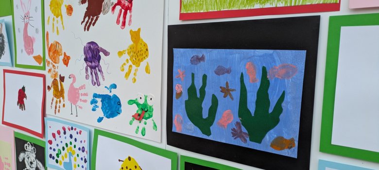 Kunstwerke der Kita-Kinder zum Thema Tierdrucke